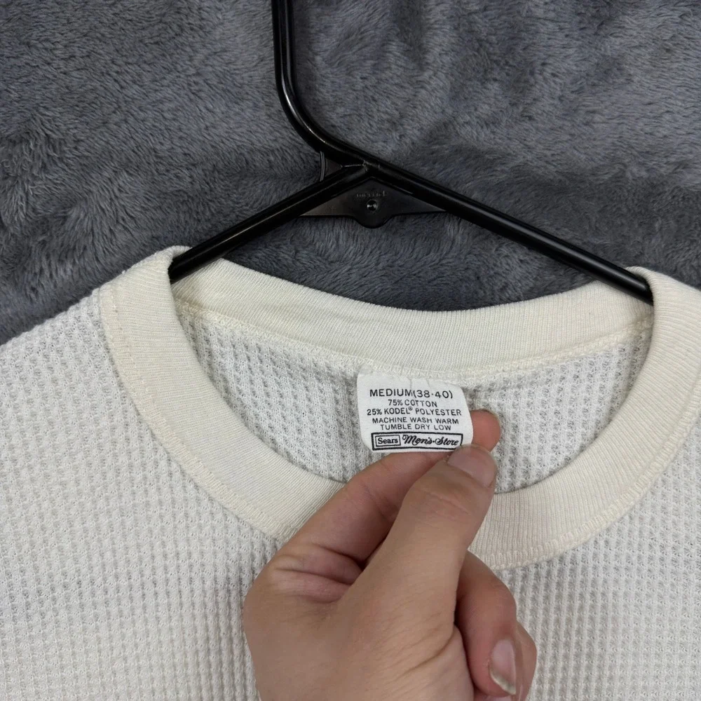 Sears Thermal Undershirt Mens Medium White Vintage Waffle Knit Base Layer